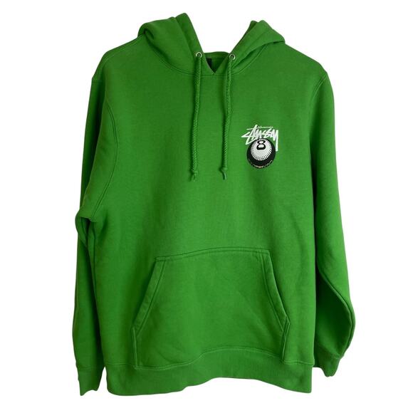 Stussy Hoodie Sweatshirt Mens Small Kelly Green Cobra Snake Eight Ball Billiards - Picture 1 of 9